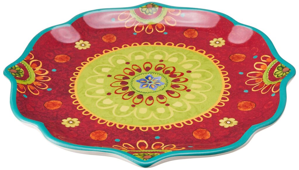 Tunisian Sunset 13.25" Round Scallop Shaped Platter by Sue Zipkin