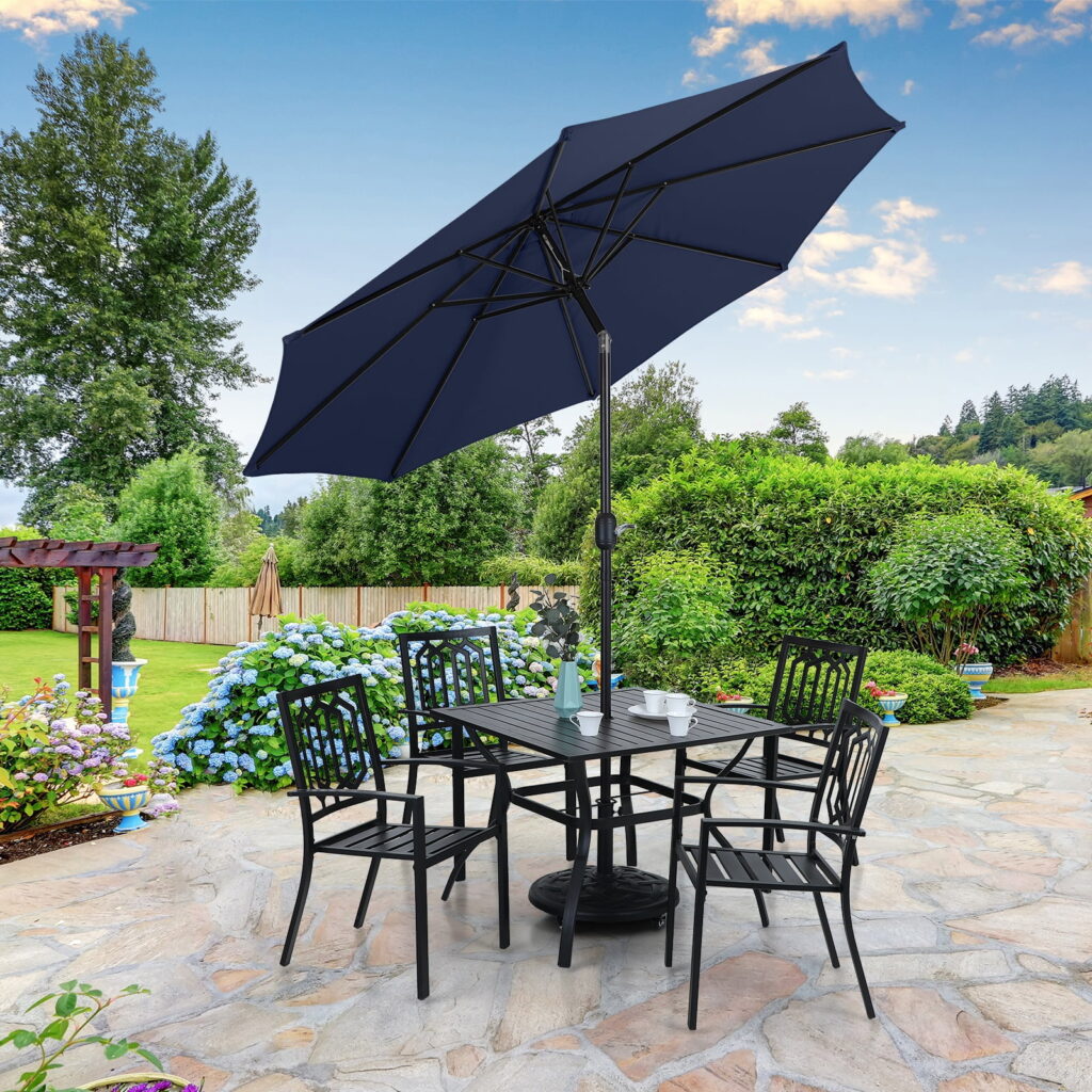 Octagon Market Patio Umbrella, Crank & Push Button Tilt, Uv Resistant