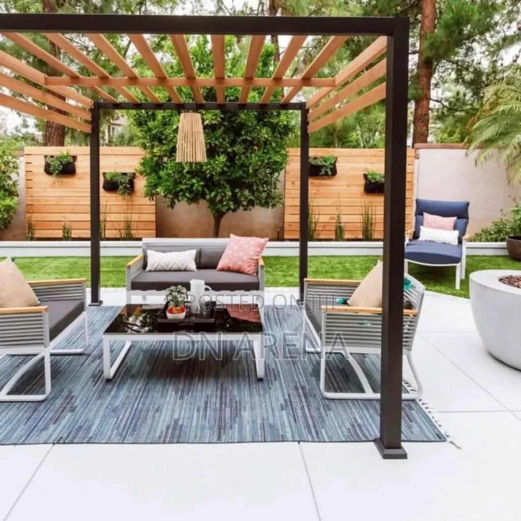 Lars 8'x8" Pergola with Solid Slats Black