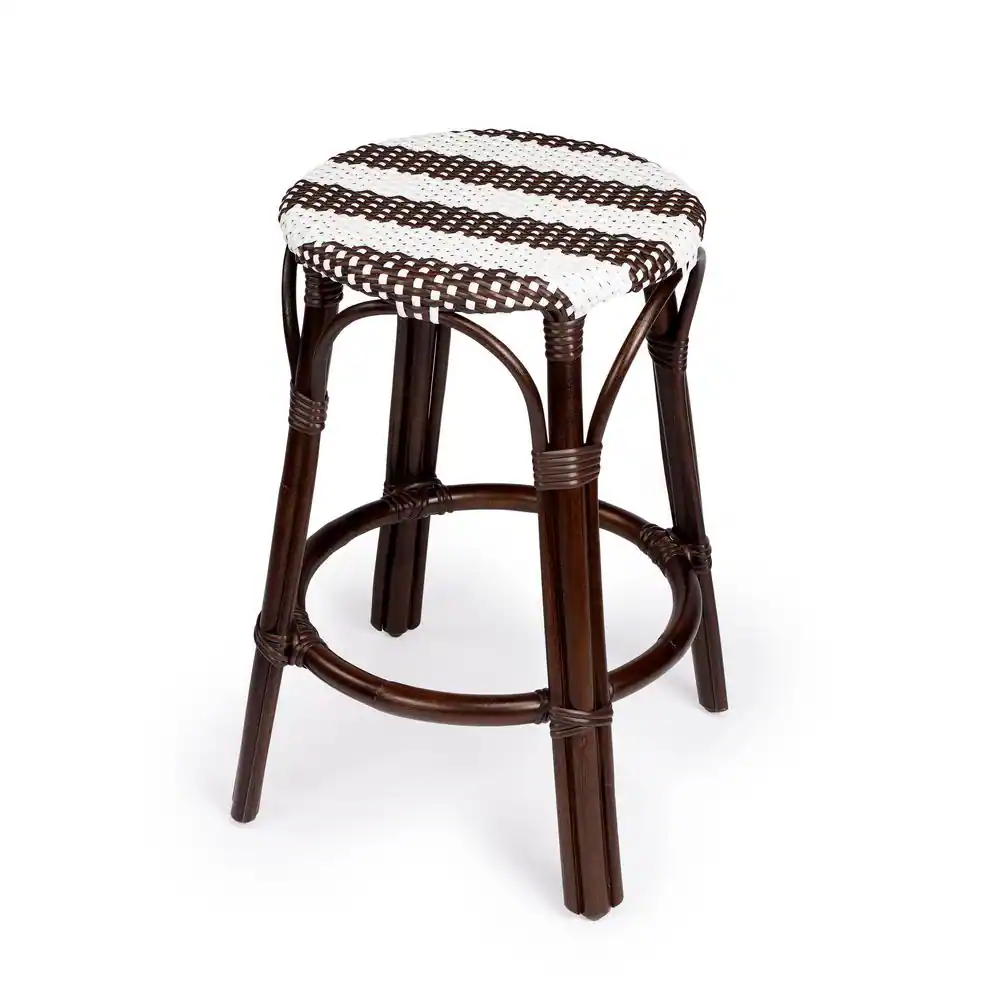 Hubbardston Brown and White Rattan Counter Stool