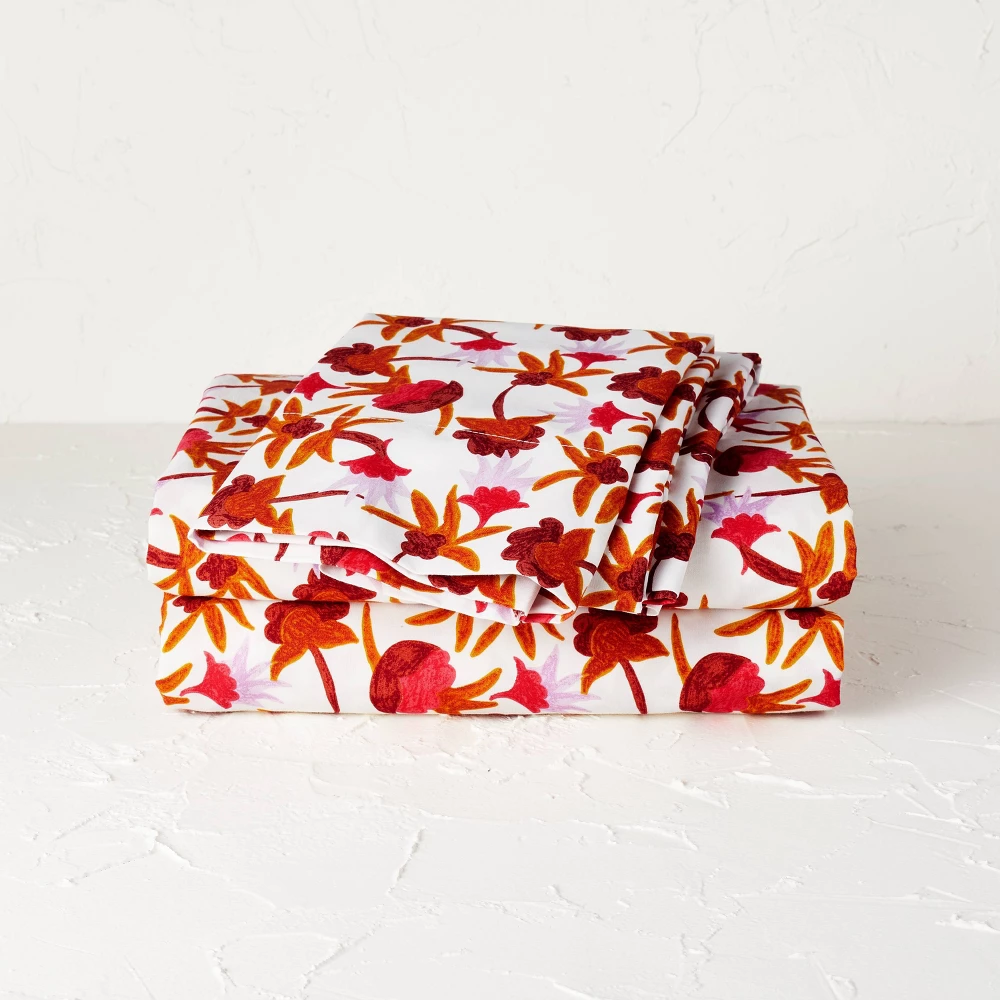 Queen Printed Cott Percale Sheet Set