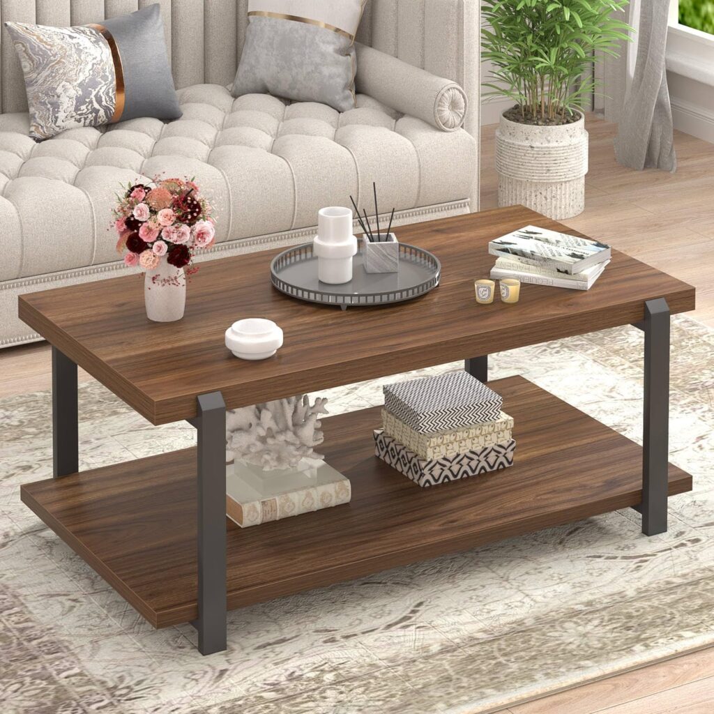 Fullerton Wood Coffee Table with Shelf
