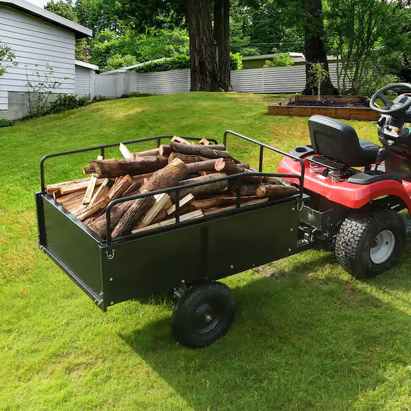 500 Lbs. 15 Cu. Ft. Steel Heavy-Duty ATV Trailer Dump Cart, Garden Cart