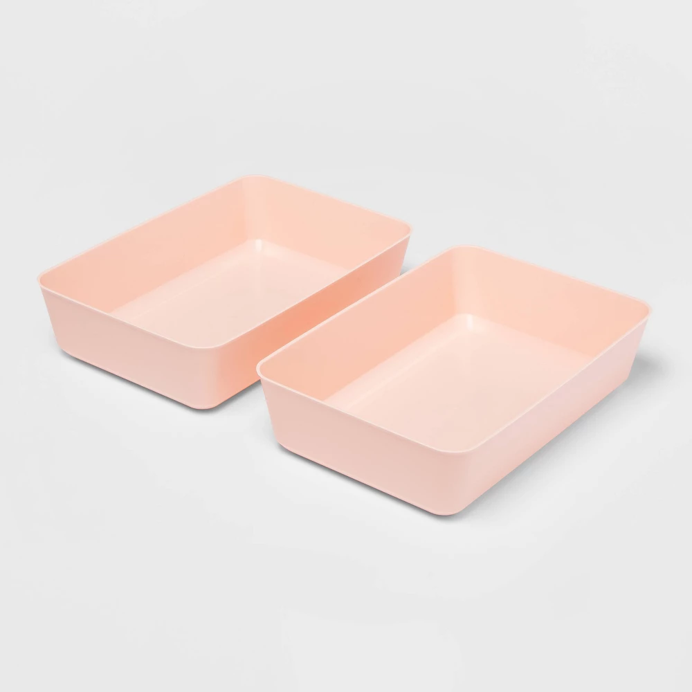 2pk Large Storage Trays Feather Peach