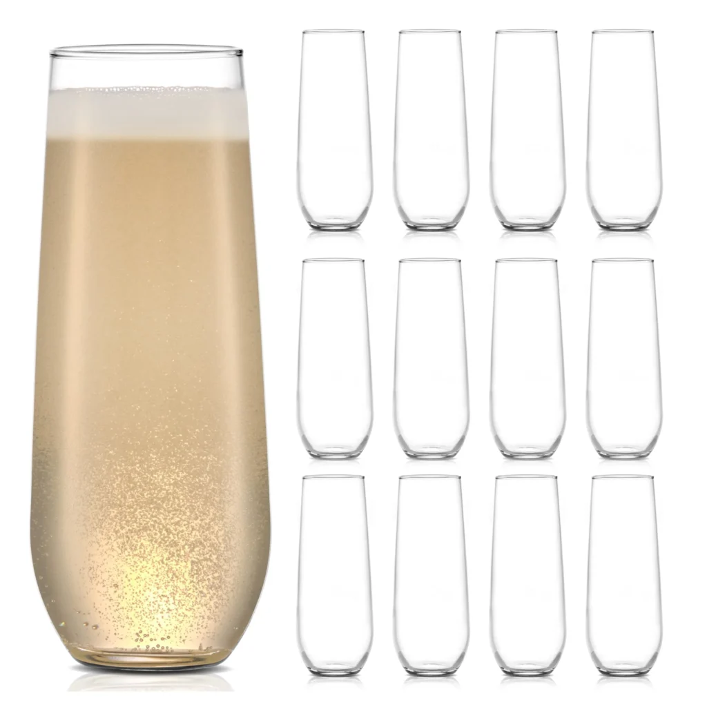 12 Stemless Champagne Flute Glass