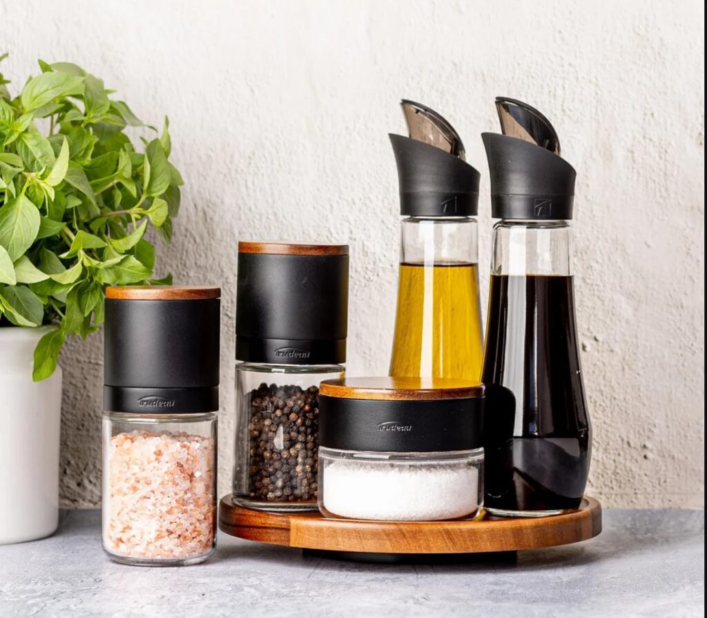 Trudeau Lazy Susan Seasoning Station, 6-Piece Set