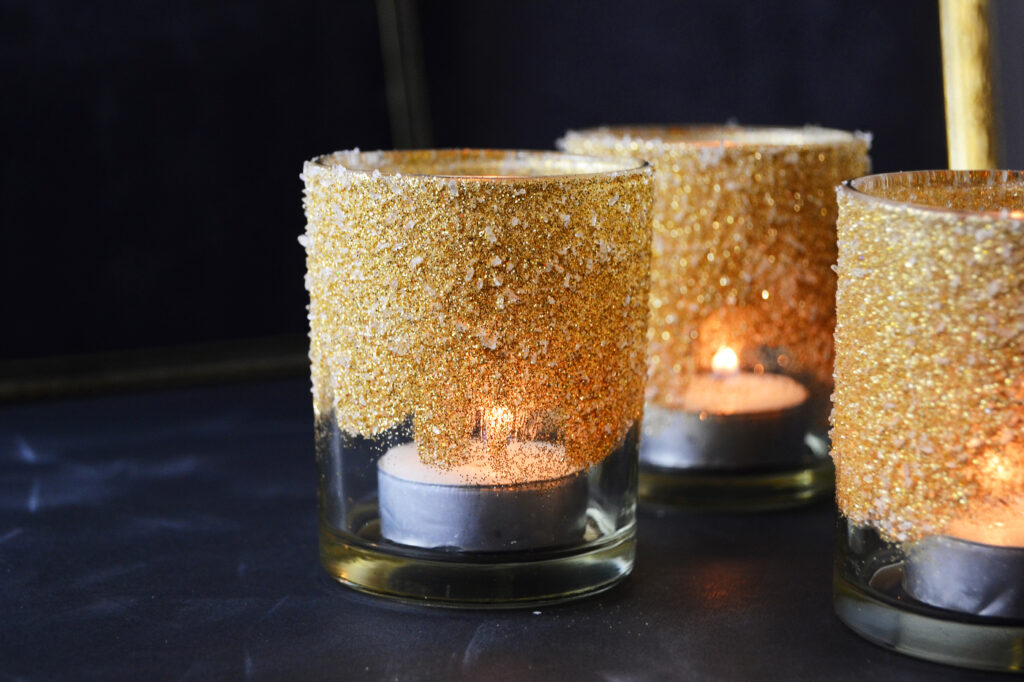 Set of Three Glitter Votives Candle Holders
