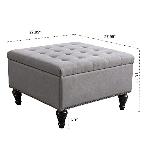 16.1" Wide Square Storage Ottoman with Storage