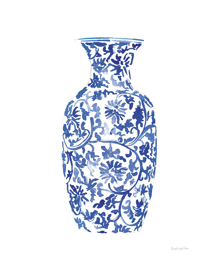 12" H X 8" W X 1.25" D Chinoiserie Vase II by Mercedes Lopez Charro