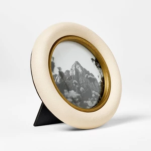 4"x4" Shagreen Wrapped Single Image Frame Cream - Threshold