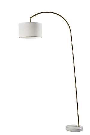 Adesso Chrystie Arc Lamp Black: Marble Base, Polyester Shade, ETL