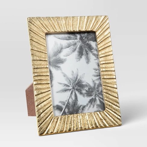 4"x6" Cast Aluminum Texture Metal Table Frame Brass - Threshold