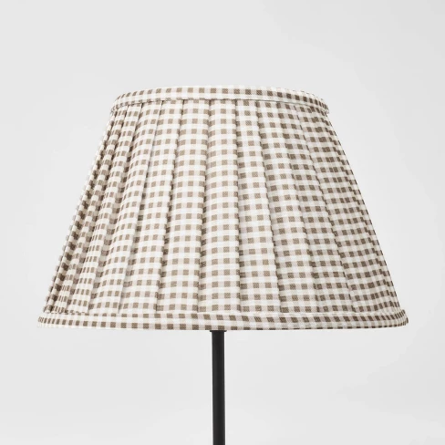 Gingham Pleated Lamp Shade Brown - Threshold