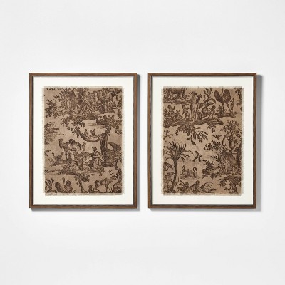 (Set of 2) 24" X 30" Textured Fabric Framed Wall Art - Threshold