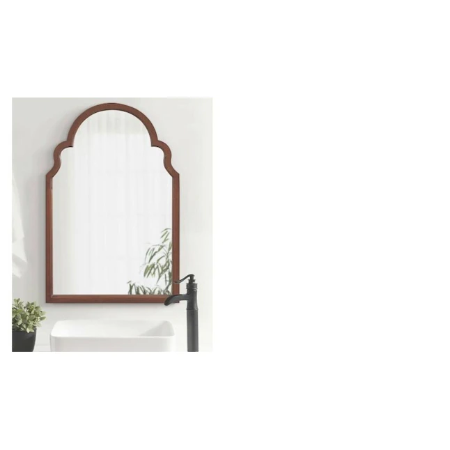 24" X 48" Hogan Arch Framed Decorative Wall Mirror Rustic Brown