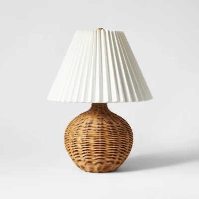 20"x12" Boho Rattan Table Lamp Brown - Threshold