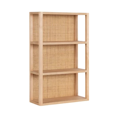 Threshold Wood & Rattan Wall Shelf
