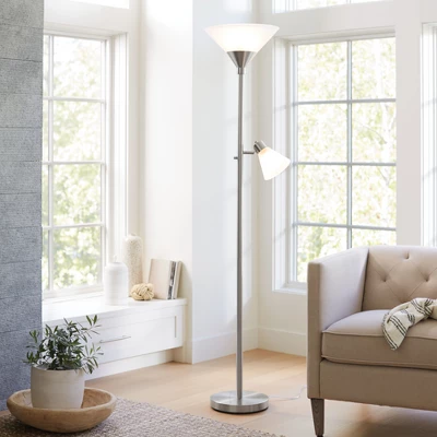 Brass Floor Lamp with Glass Shade - Threshold