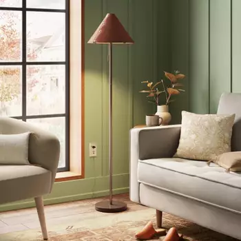 Gooseneck Floor Lamp with Natural Shade Brass - Threshold