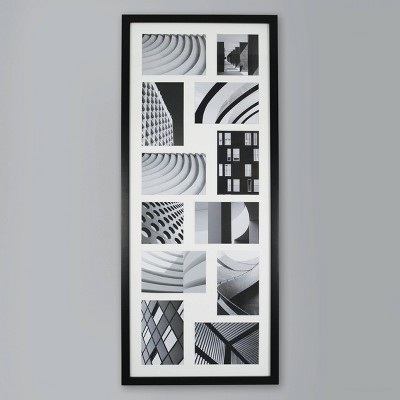33"x14" Thin Collage Holds 12 Photo Frame Black - Threshold