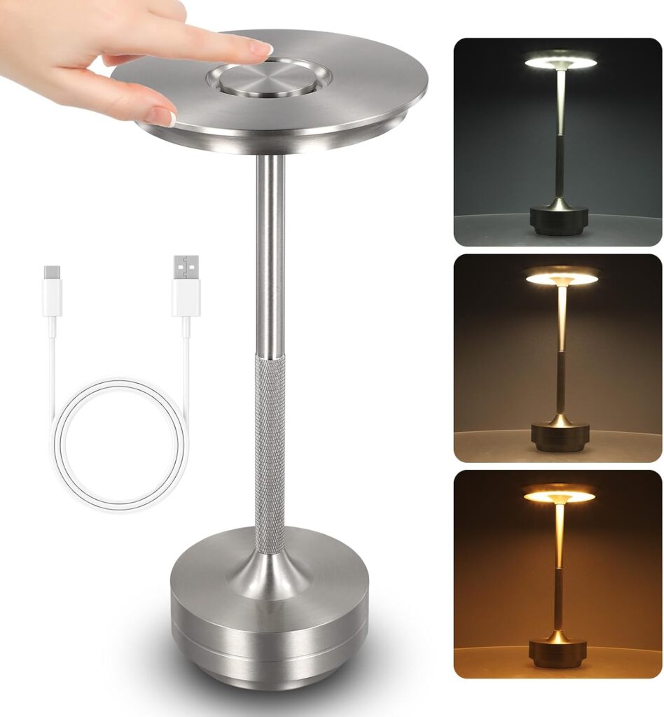 10.25" Rechargeable Cordless Dome Table Lamp with Touch Control Blue