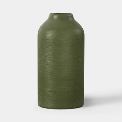 Glossy Textured Vase Dark Green - Threshold