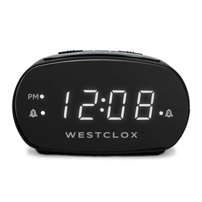 Dual Alarm Clock Black - Westclox: Electric, Battery Backup, Oversized