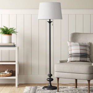 62.5"x16" Londonberry Stick Floor Lamp Black - Threshold