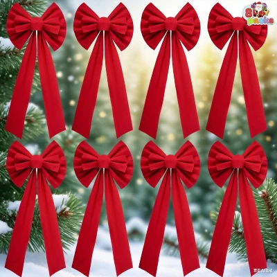 Set of 8 Velvet Christmas Bows - Threshold