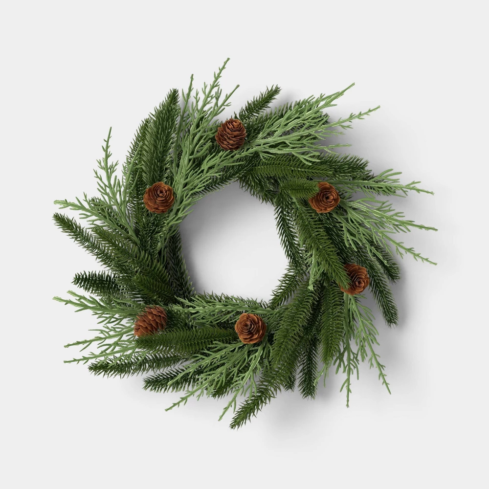 Heavy Flocked Mini Christmas Wreath Green - Room Essentials