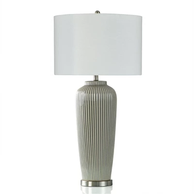 Small Ribbed Wood Lamp Base Gray - Threshold