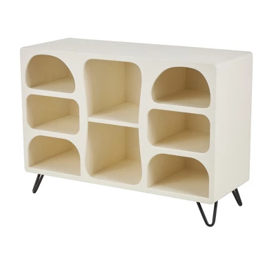 31"x24" Wooden Geometric Wall Shelf with Block Shapes Cream