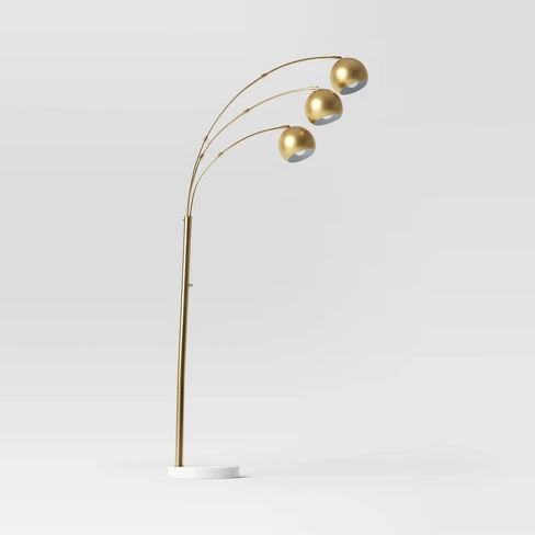 75.5"x29.5" Span 3-Head Metal Globe Floor Lamp Brass - Threshold