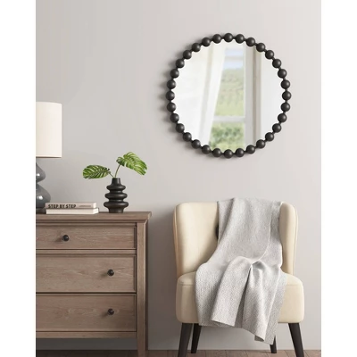 28" Round Decorative Wall Mirror Black - Threshold
