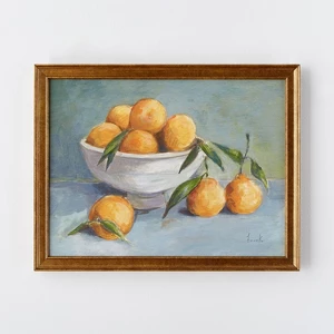 18" X 14" Citrus Harvest Framed Wall Canvas Antique Gold - Threshold