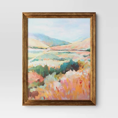 13.9" X 25.4" Horizontal Landscape Framed Canvas - Threshold Designed