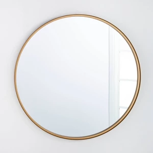 34" Round Decorative Wall Mirror Brass - Threshold