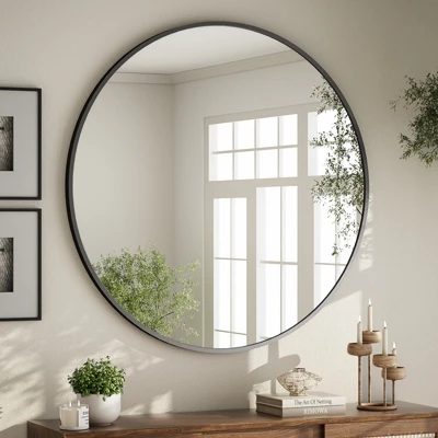 24"x 36" Window Pane Wall Mirror Black - Threshold