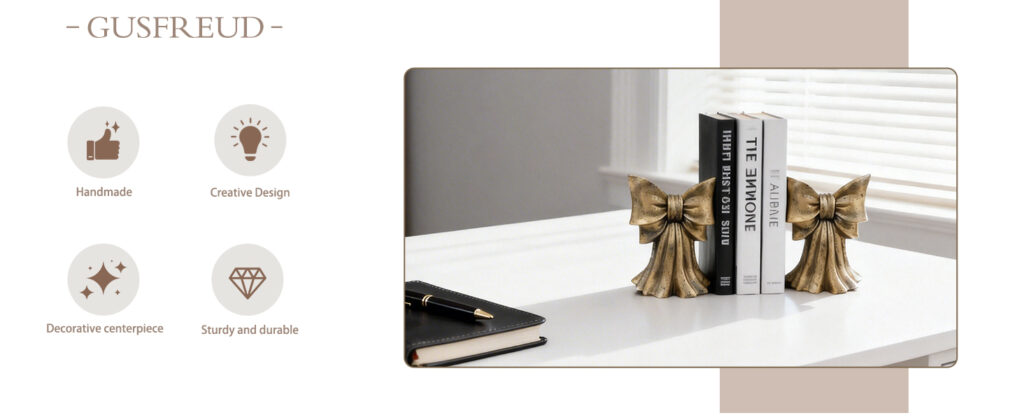 2pc Metal Bow Bookends Gold - Threshold
