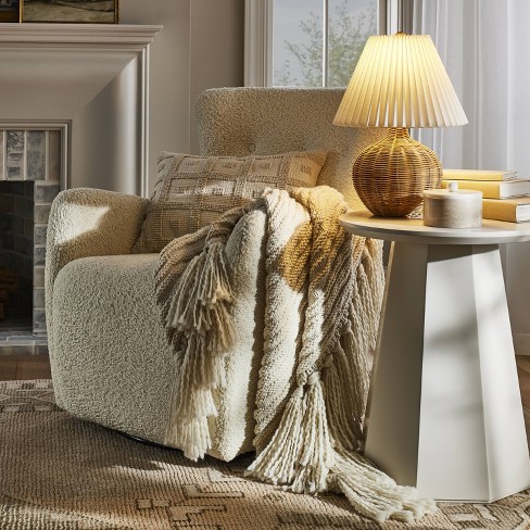 Table Lamp with Leather Shade Brown - Threshold
