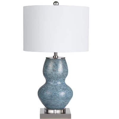 15.75"x10.5" Round Table Lamp with Tapered Shade Blue - Threshold