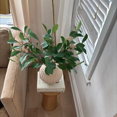 Short Carved Ceramic Vase - Threshold