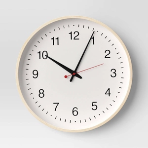 15.5" Schoolhouse Wall Clock Natural Wood Grain - Room Essentials
