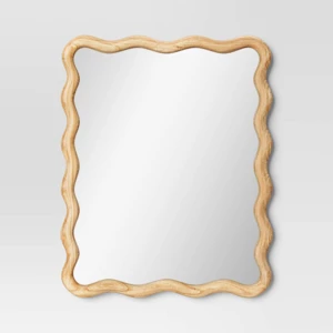 24"x 30" Scalloped Wall Mirror Natural Wood - Threshold