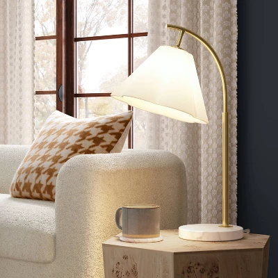 Faux Marble Stick Table Lamp White - Threshold
