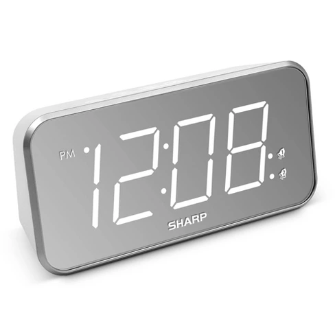 AccuSet Jumbo Mirror Display Alarm Clock White - Sharp