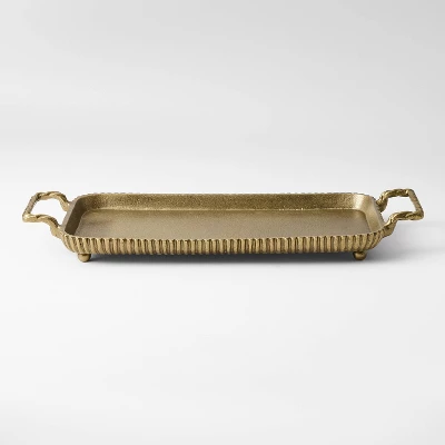 Brass Footed Tray with Handles - Threshold