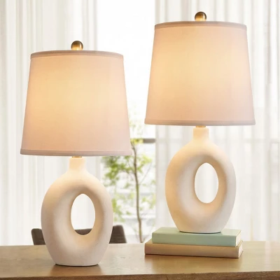 Ceramic Table Lamp with Natural Wrap White (Light Bulbs Not Included)