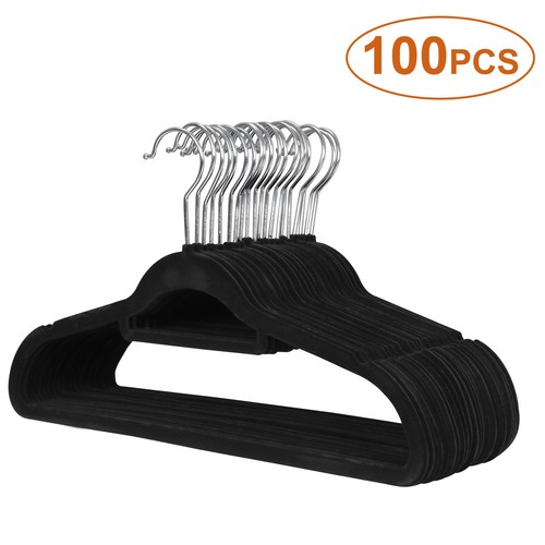 Black Flocked Hangers (100-Pack)