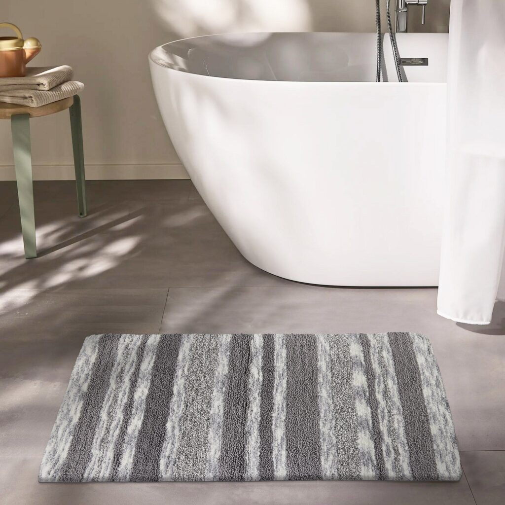 Micropoly Bath Mat White/Gray